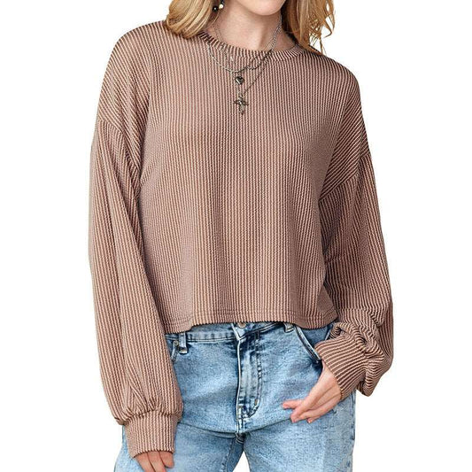 European And American Leisure Drop-shoulder Round Neck Pullover