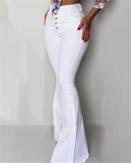 Pantalon blanc élégant taille haute