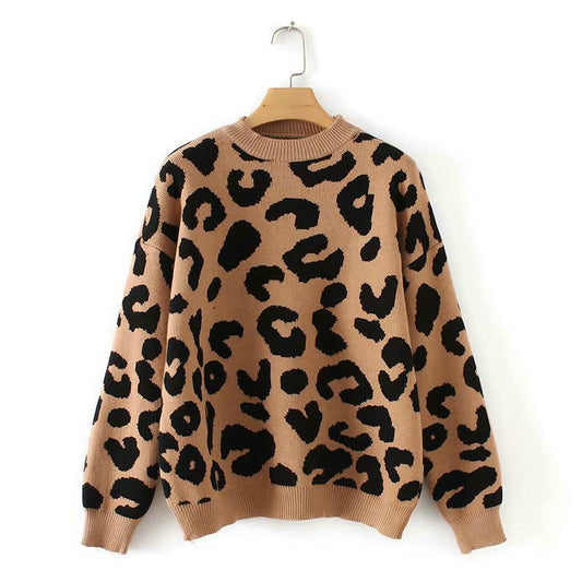 Pull en coton léopard chaud