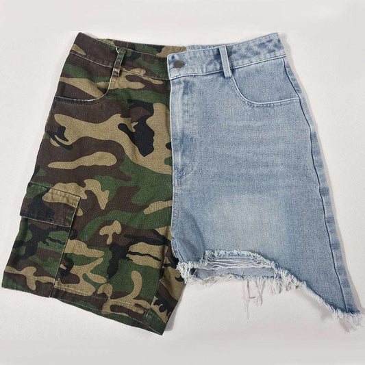 Women's Denim Stitched Camouflage Shorts