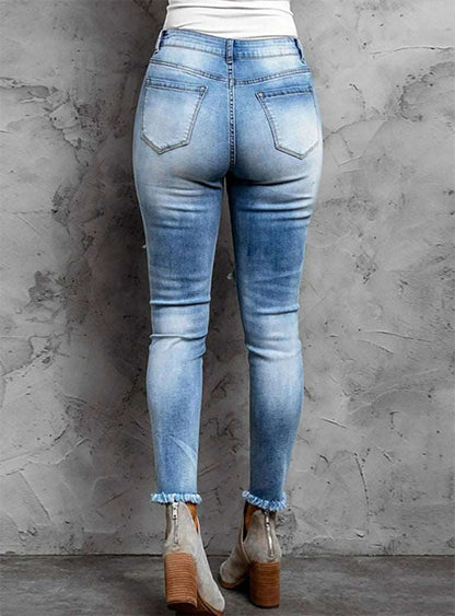Burrs Tassels Denim Trousers For Women