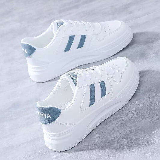 White casual sport leather sneakers for women